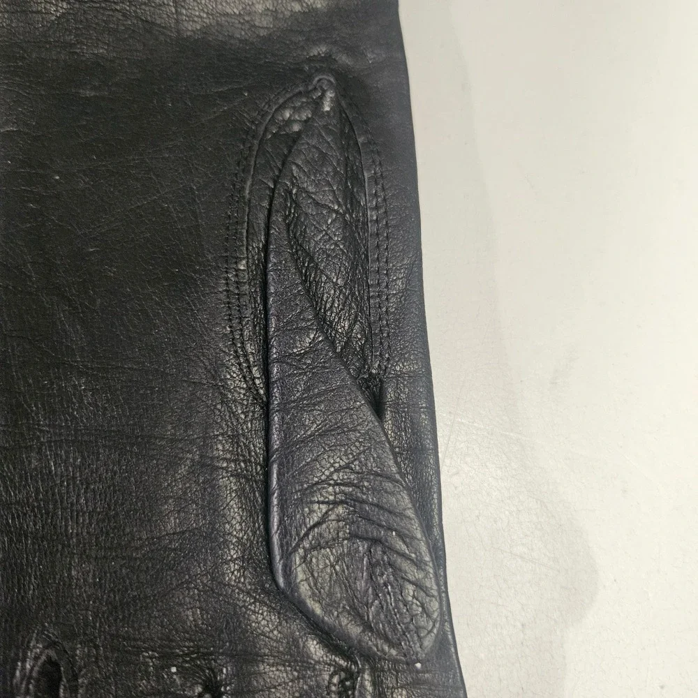 Grandoe Vintage Black Leather Opera Length Evening Gloves Size‎ 6.5 Soapable 60s